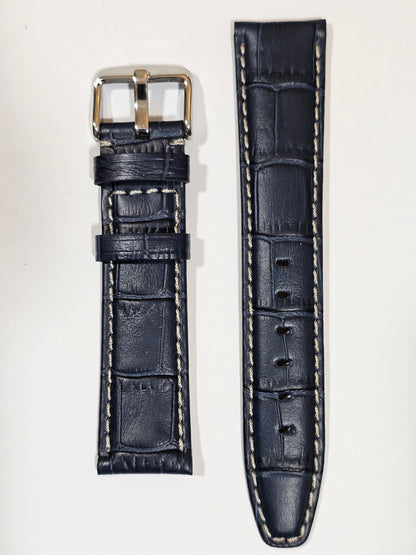 Omega X Swatch Super Blue Moon MoonSwatch Strap: Stitched Embossed Alligator - Navy