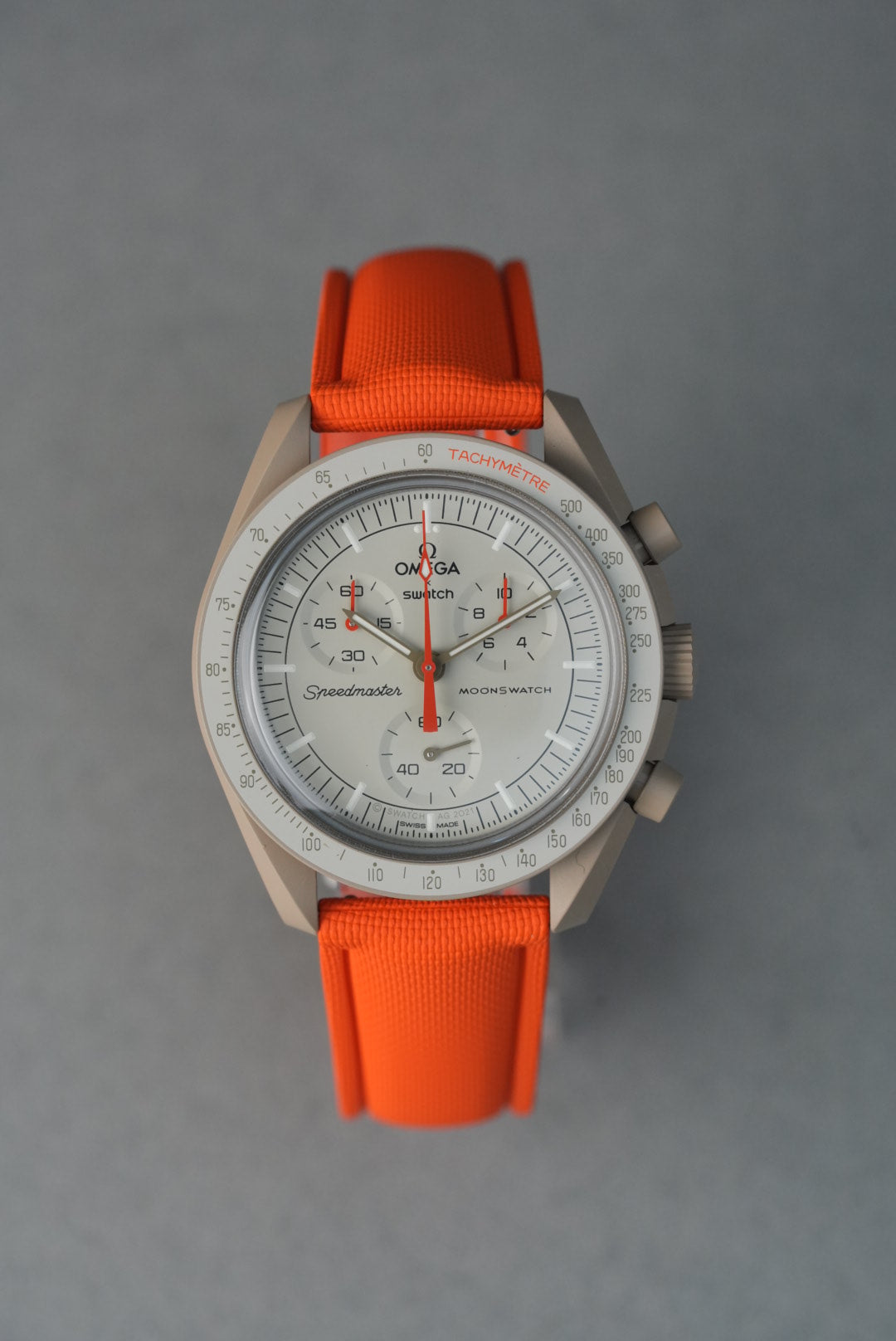 Sailcloth Effect FKM Rubber Strap with Deployant Clasp for Swatch x Omega MoonSwatch - Mission to Moonphase: Full Moon - Khaki