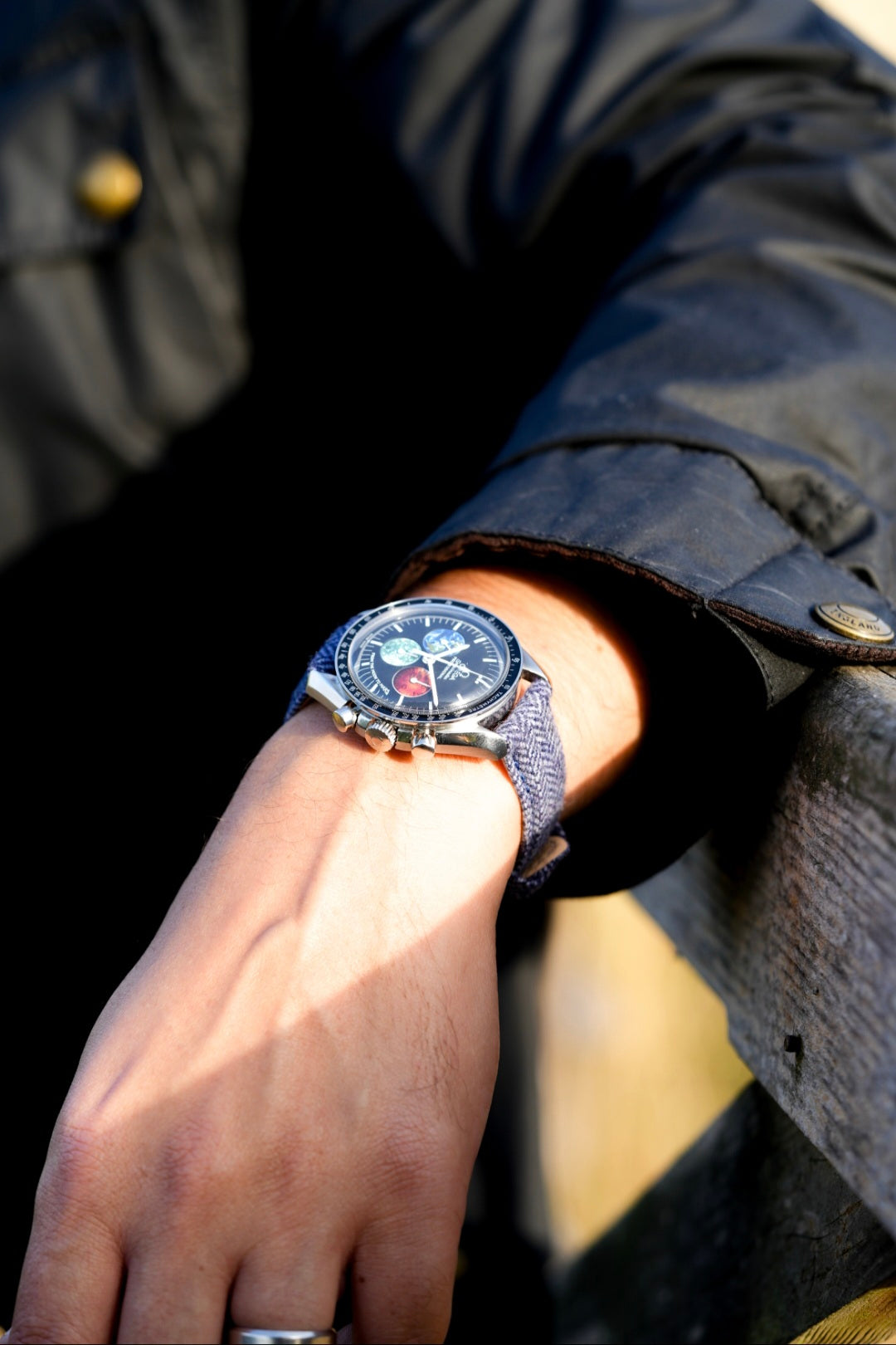 Tweed Strap for  Omega x Swatch MoonSwatch – Mission to Neptune – Navy & White