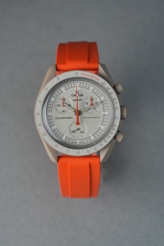 Rubber FKM Divers Strap for Swatch x Omega MoonSwatch – Mission To Jupiter – Orange