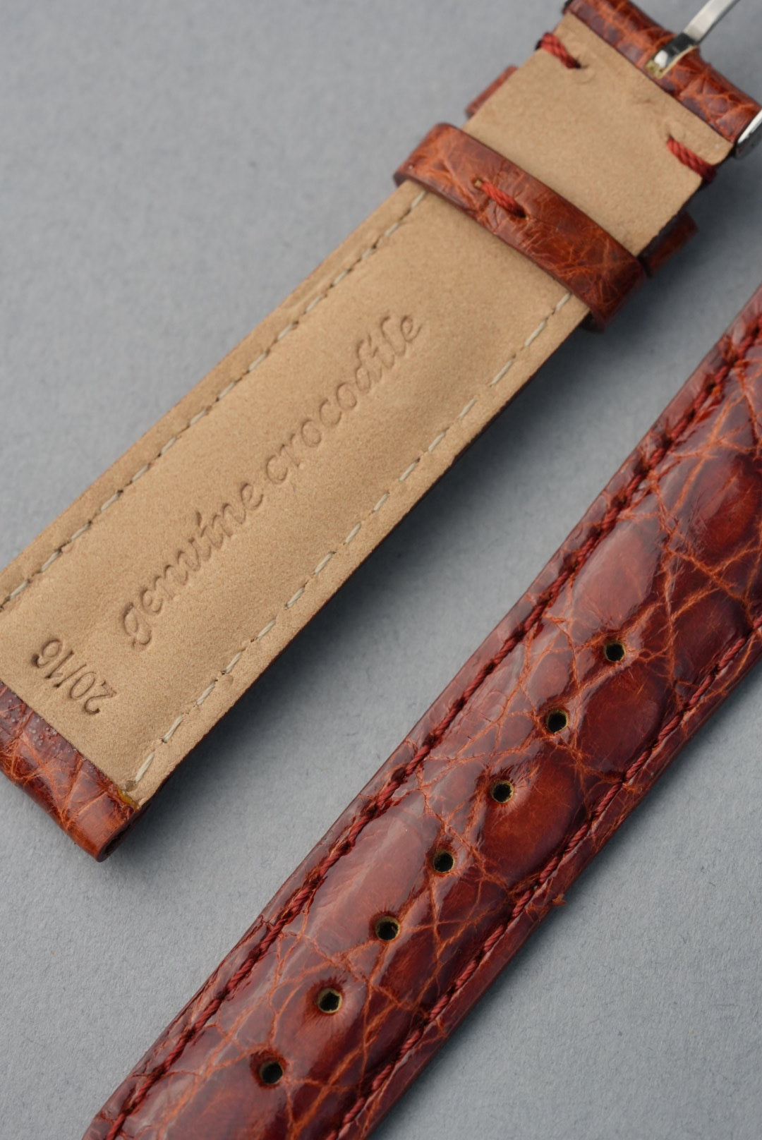 Italian Genuine Crocodile Leather Strap with Nubuck Lining - 18mm to 20mm