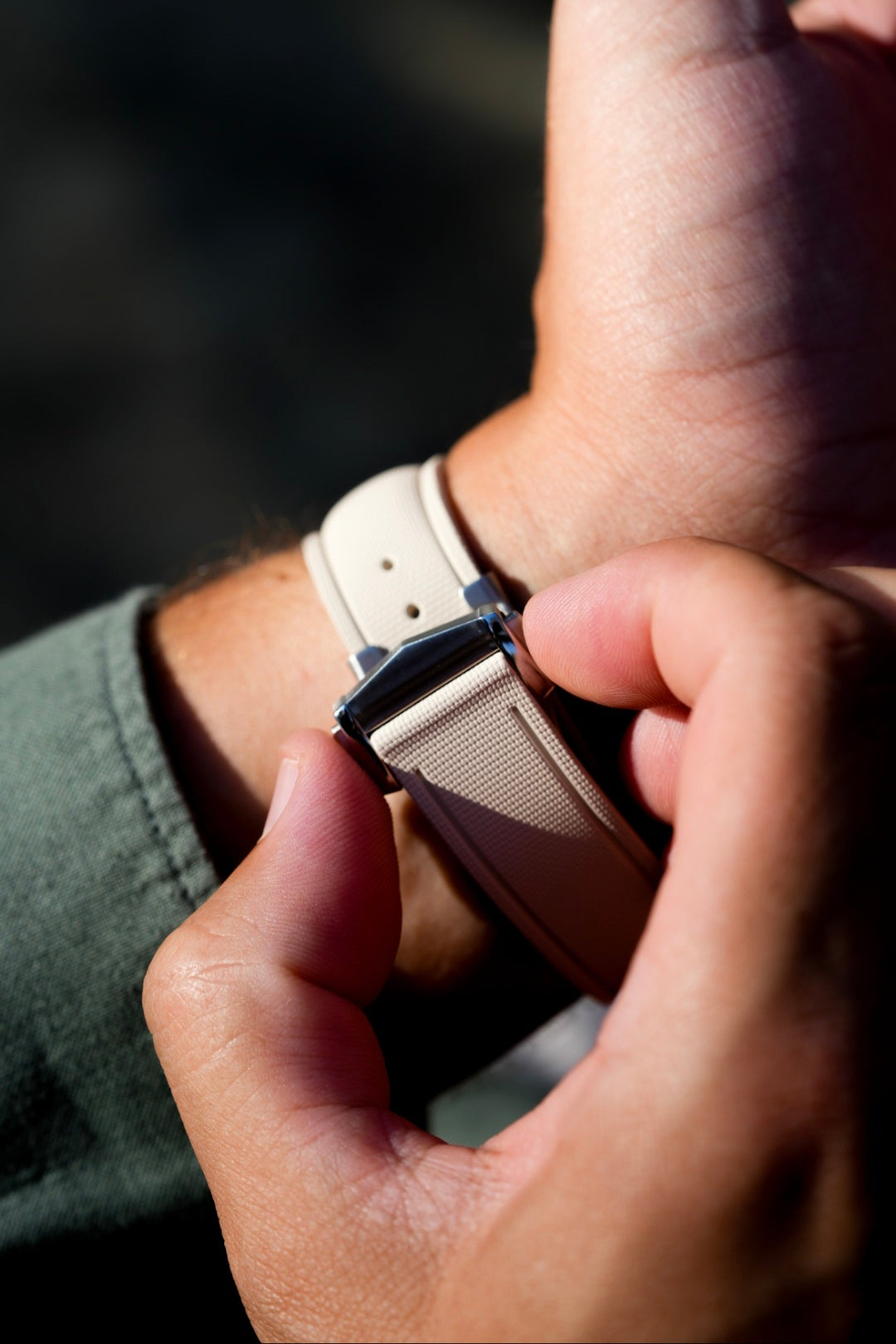 Sailcloth Effect FKM Rubber Strap with Deployant Clasp - For OMEGA Speedmaster - Black