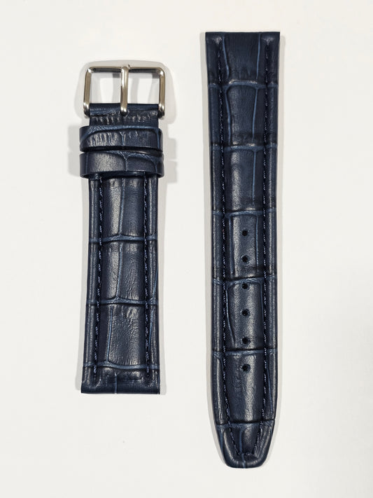 Embossed Leather Strap - Navy