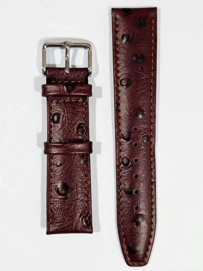 Omega X Swatch MoonSwatch Strap: Embossed Ostrich Leather - Burgundy