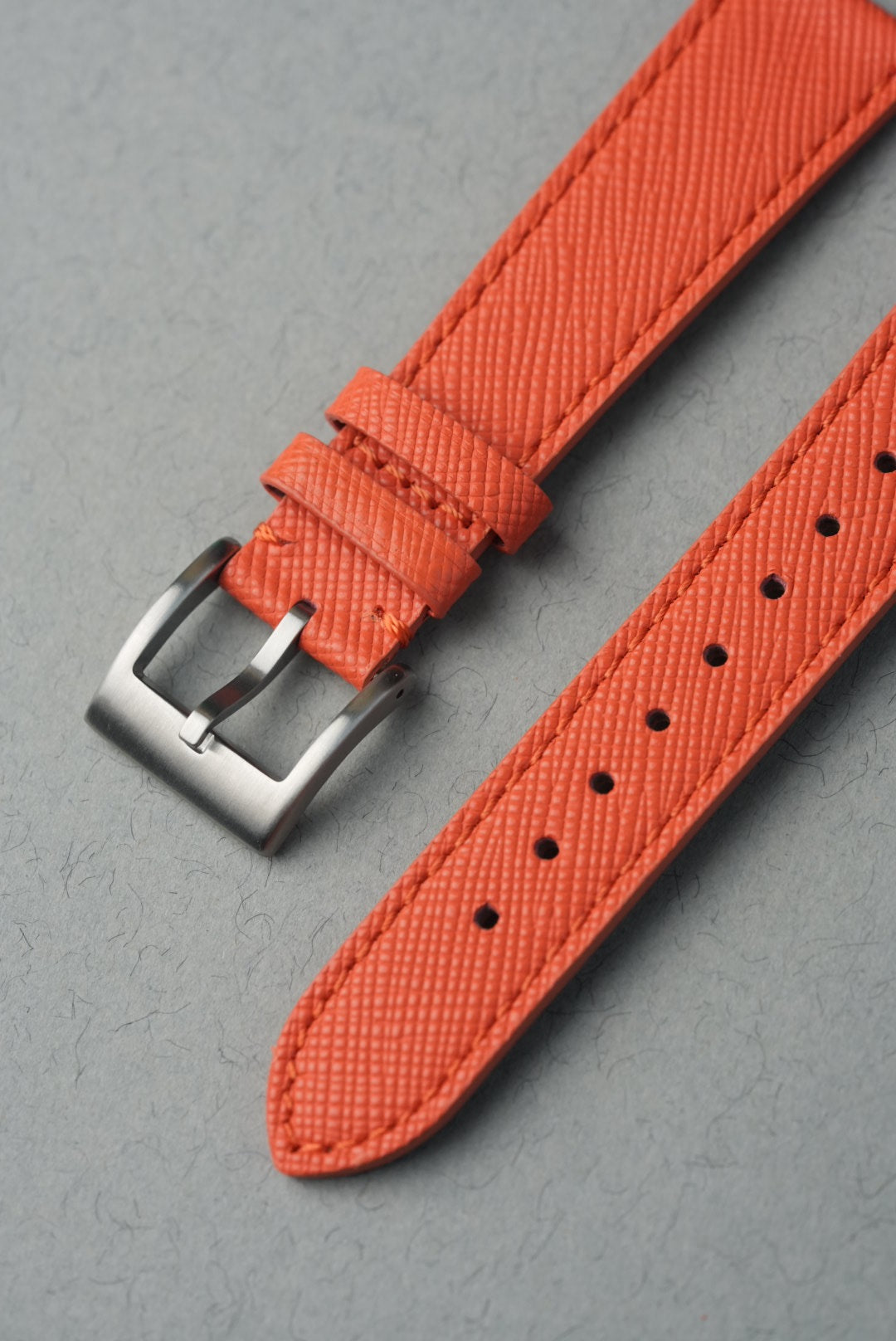 Italian Saffiano Leather Watch Strap for Swatch x Omega MoonSwatch - Mission to Jupiter - Orange