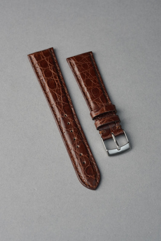Italian Genuine Crocodile Leather Strap with Nubuck Lining - 18mm to 20mm