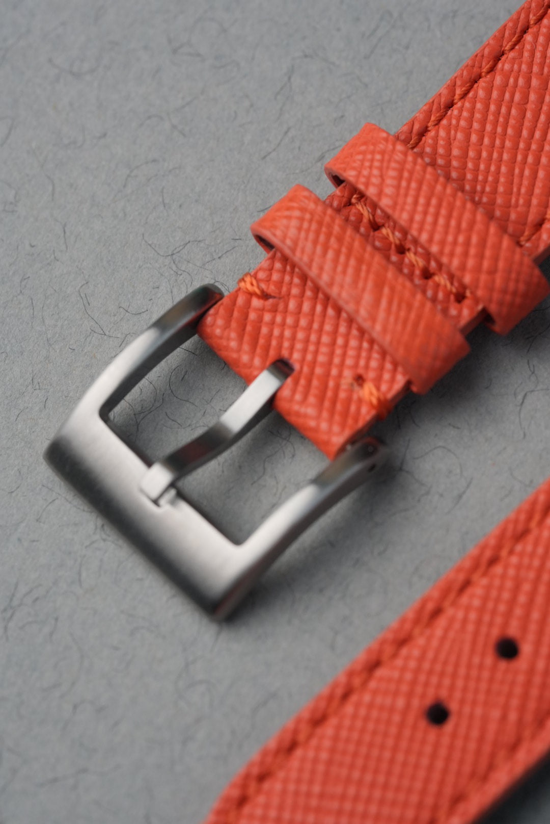 Italian Saffiano Leather Watch Strap for Swatch x Omega MoonSwatch - Mission to Jupiter - Orange