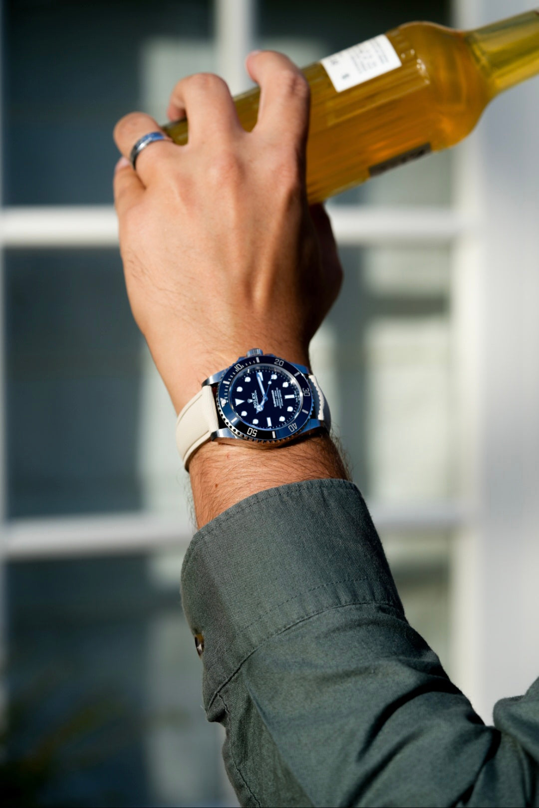 Sailcloth Effect FKM Rubber Strap with Deployant Clasp - For Rolex Submariner