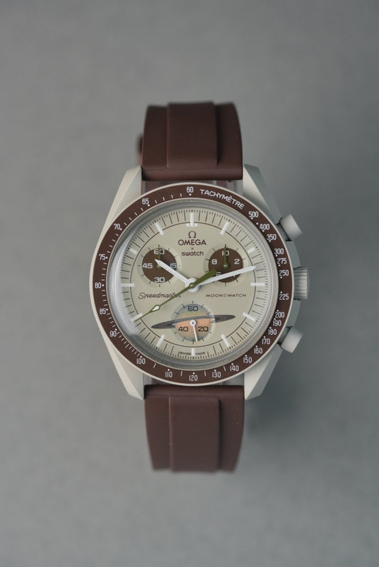 Rubber FKM Divers Strap for Omega x Swatch MoonSwatch – Mission To Saturn – Brown