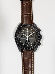 Omega X Swatch MoonSwatch Strap: Stitched Embossed Alligator - Brown