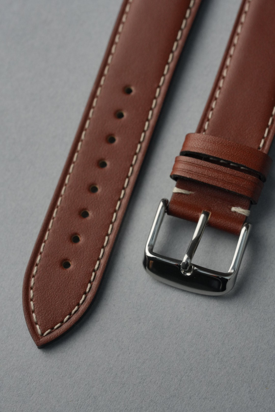 Handmade Leather Strap with Contrast Stitch – 18mm to 22mm