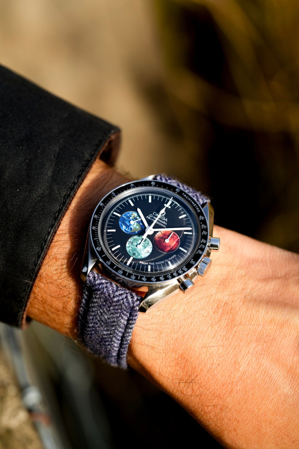 Tweed Strap for  Omega x Swatch MoonSwatch – Mission to Neptune – Navy & White