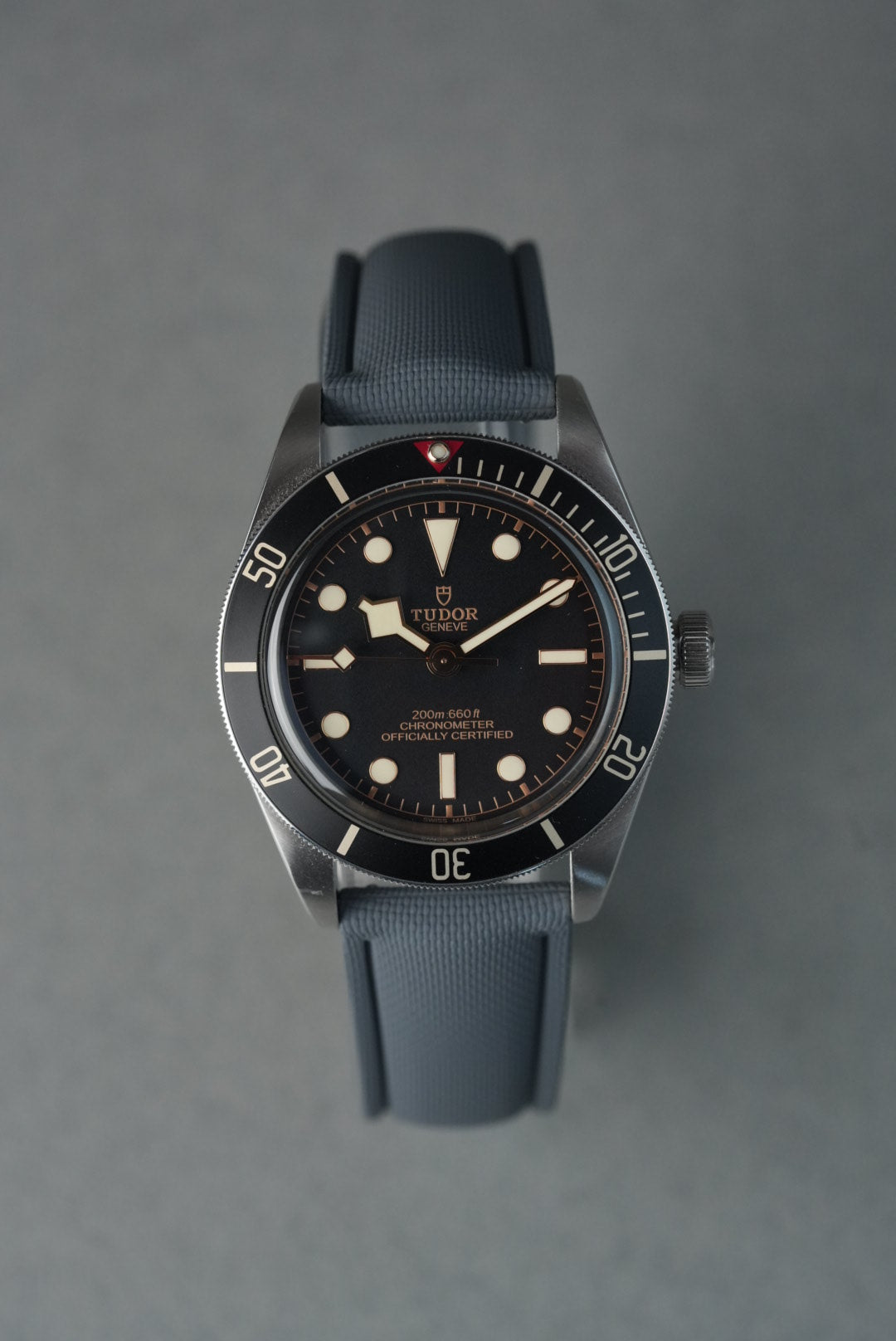 Sailcloth Effect FKM Rubber Strap with Deployant Clasp for Tudor Black Bay - Red