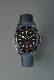 Sailcloth Effect FKM Rubber Strap with Deployant Clasp for Tudor Black Bay - Grey