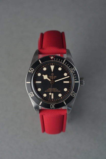 Tudor Black Bay Sailcloth Deployant Strap — Red
