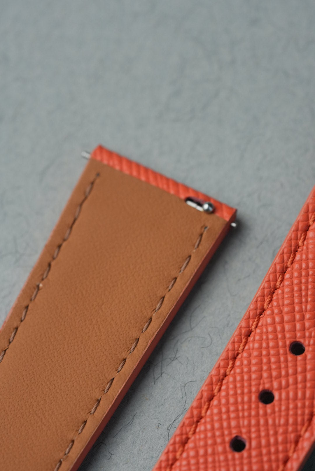 Italian Saffiano Leather Watch Strap for Swatch x Omega MoonSwatch - Mission to Jupiter - Orange