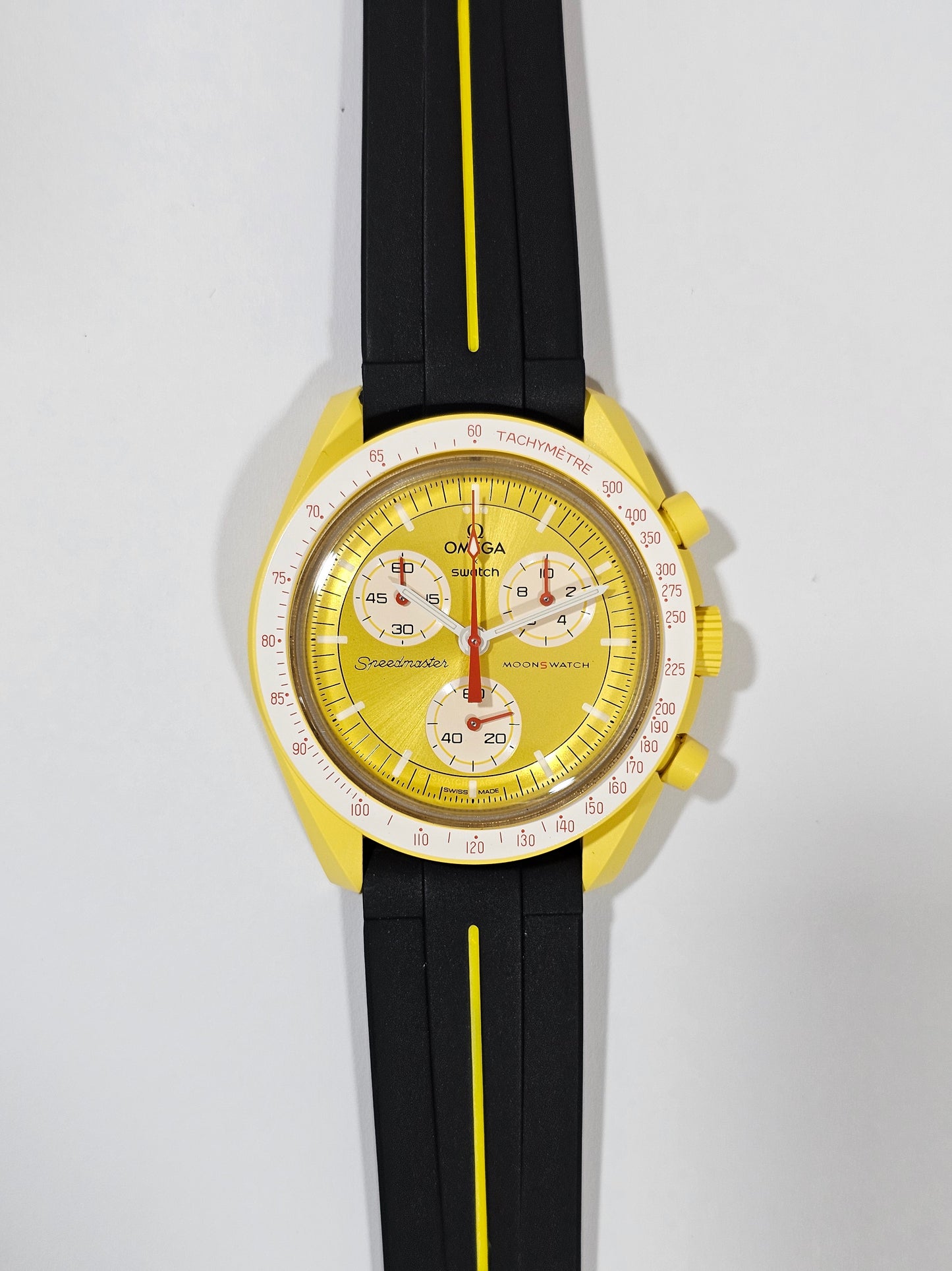 Black & Yellow Curved Silicone Strap | Omega X Swatch MoonSwatch