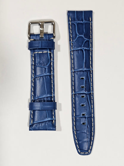 Omega X Swatch MoonSwatch Strap: Stitched Embossed Alligator - Blue