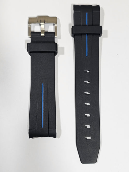 Curved Silicone Strap - Black/Navy