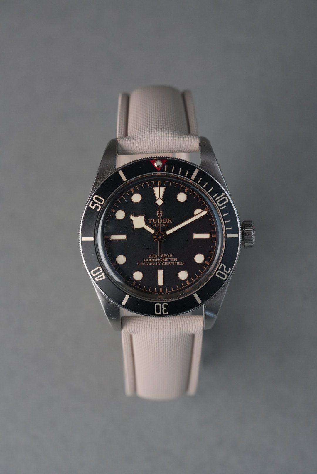 Sailcloth Effect FKM Rubber Strap with Deployant Clasp for Tudor Black Bay - Red