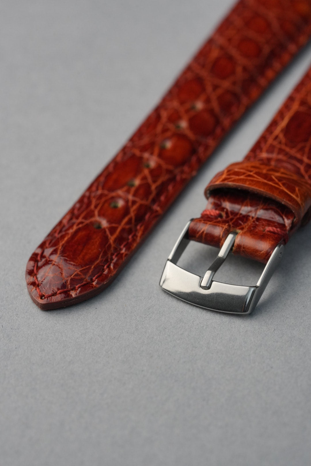 Italian Genuine Crocodile Leather Strap with Nubuck Lining - 18mm to 20mm