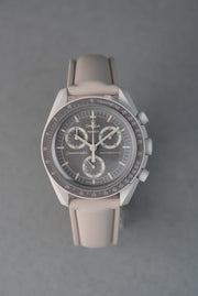 Sailcloth Effect FKM Rubber Strap with Deployant Clasp for Swatch x Omega MoonSwatch - Mission on Earth: Desert - Cream