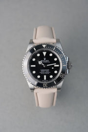 Sailcloth Effect FKM Rubber Strap with Deployant Clasp - For Rolex Submariner - Cream