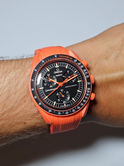 Omega X Swatch MoonSwatch Lava Strap: Rubber Woven - Orange