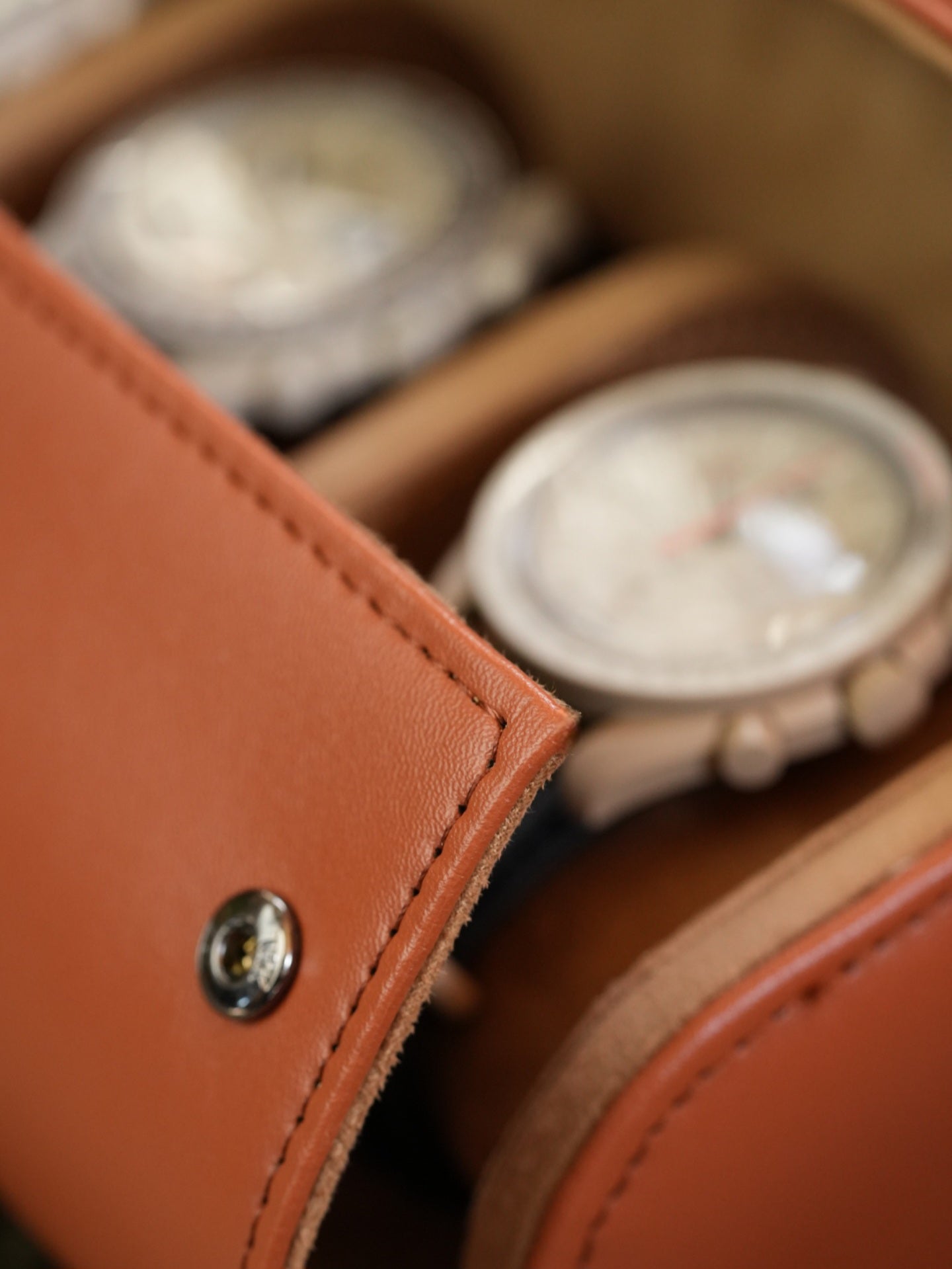 Three Slot Travel Watch Roll – Tan