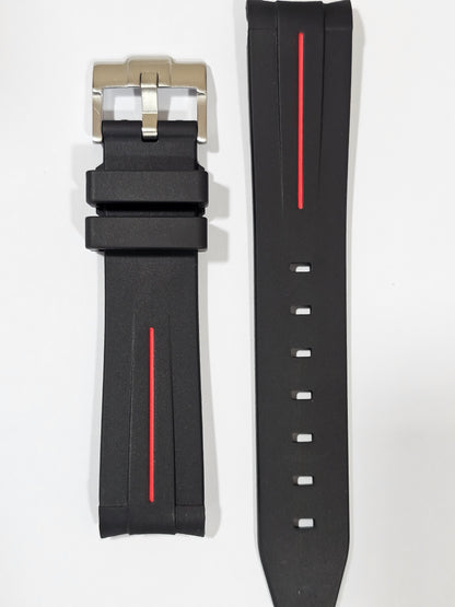 Omega X Swatch MoonSwatch Strap: Curved Silicone - Black & Red