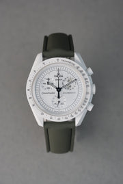Sailcloth Effect FKM Rubber Strap with Deployant Clasp for Swatch x Omega MoonSwatch - Mission to Moonphase: Full Moon - Khaki