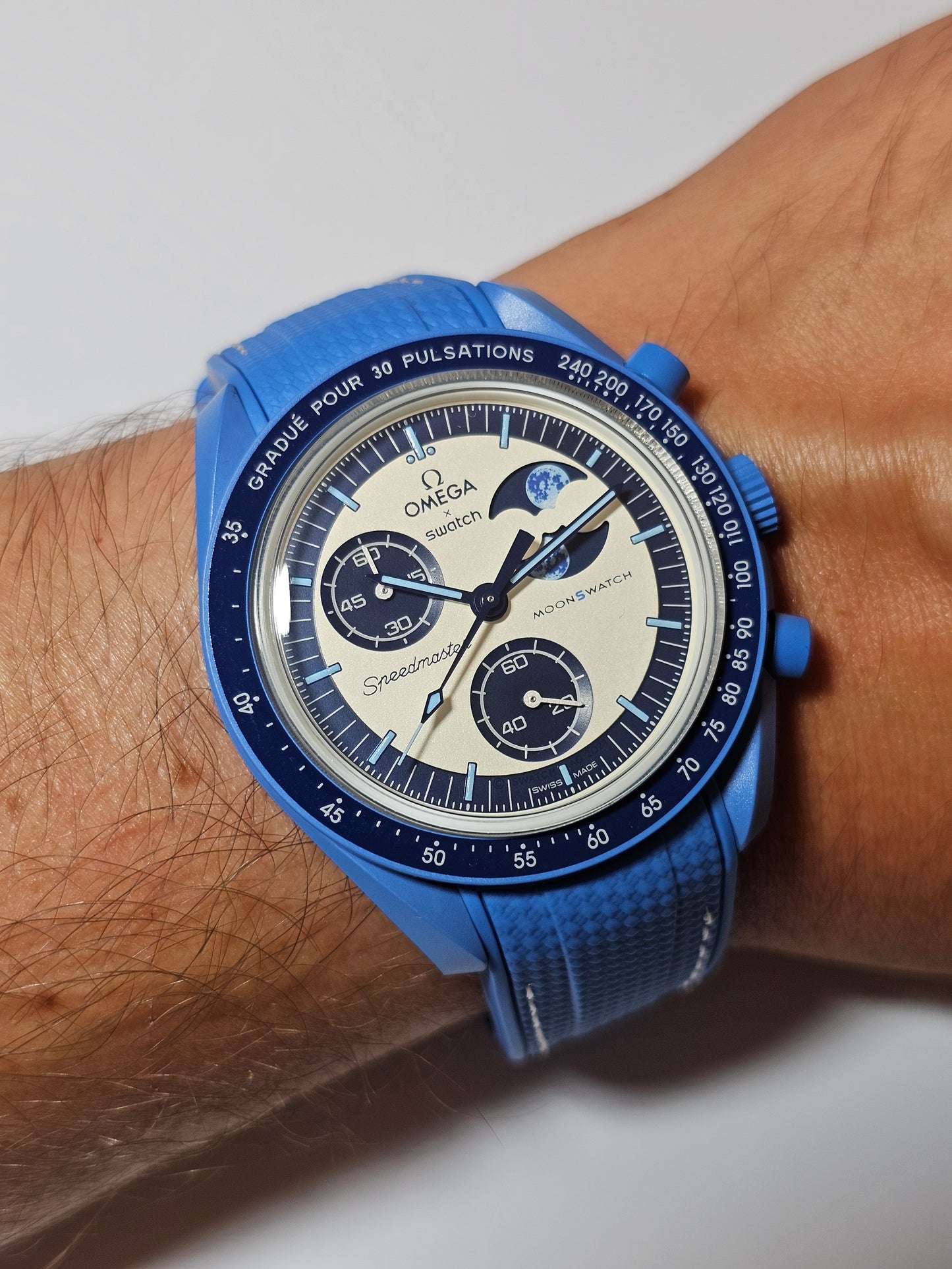 Omega X Swatch Super Blue Moon MoonSwatch Strap: Silicone Rubber Woven - Blue