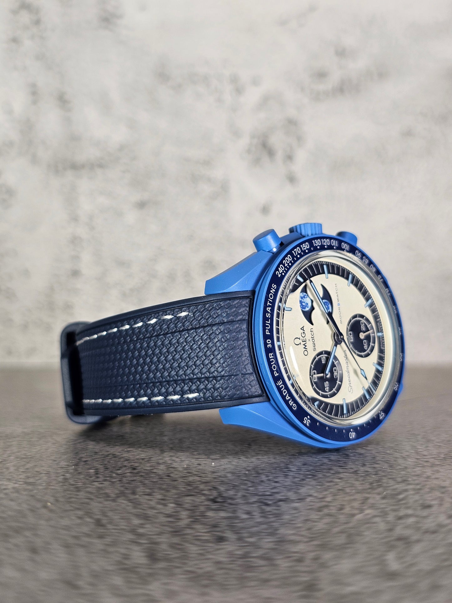 Omega X Swatch MoonSwatch: Super Blue Moon Strap - Navy & White