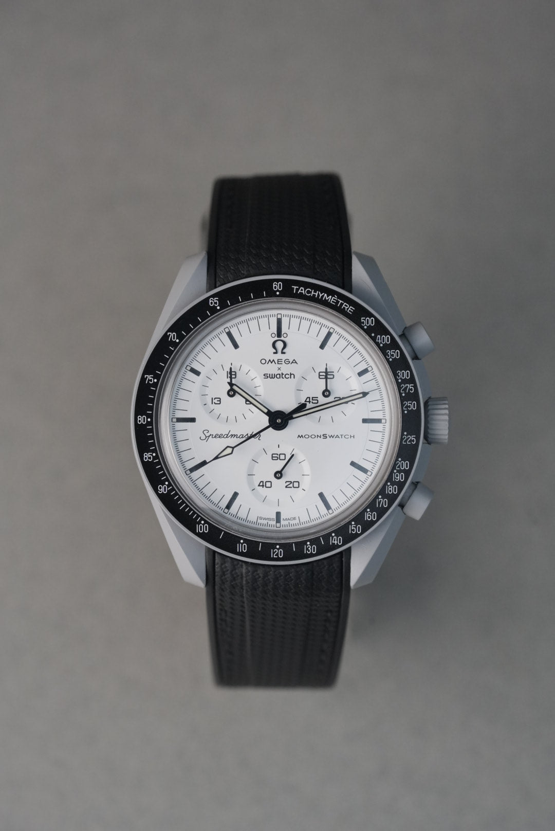 Rubber Curved Strap for Omega x Swatch MoonSwatch – 1965 – Black