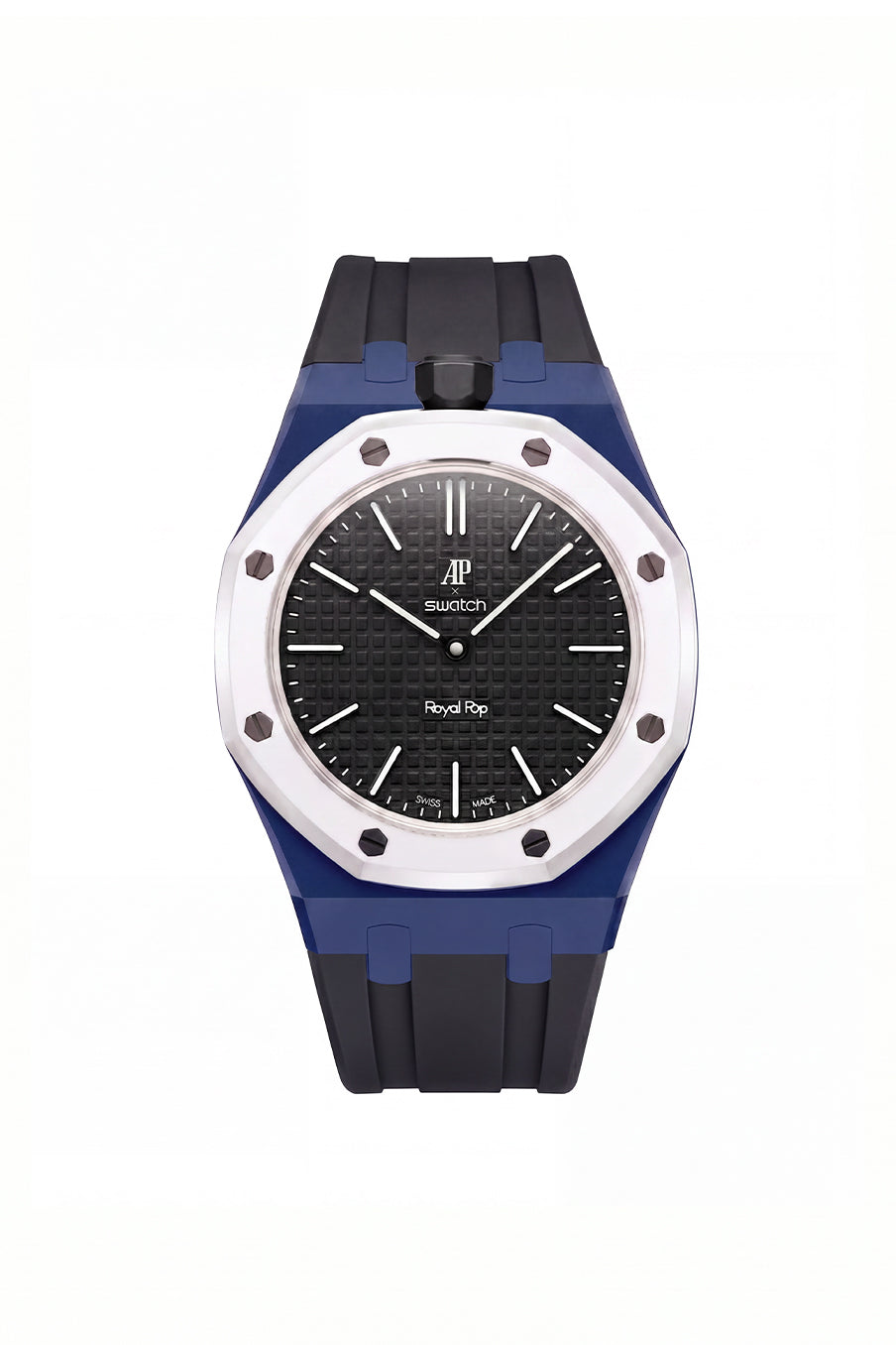 Ocho Negro Royal Pop Rubber Strap & Case | AP × Swatch – MGB WATCHES
