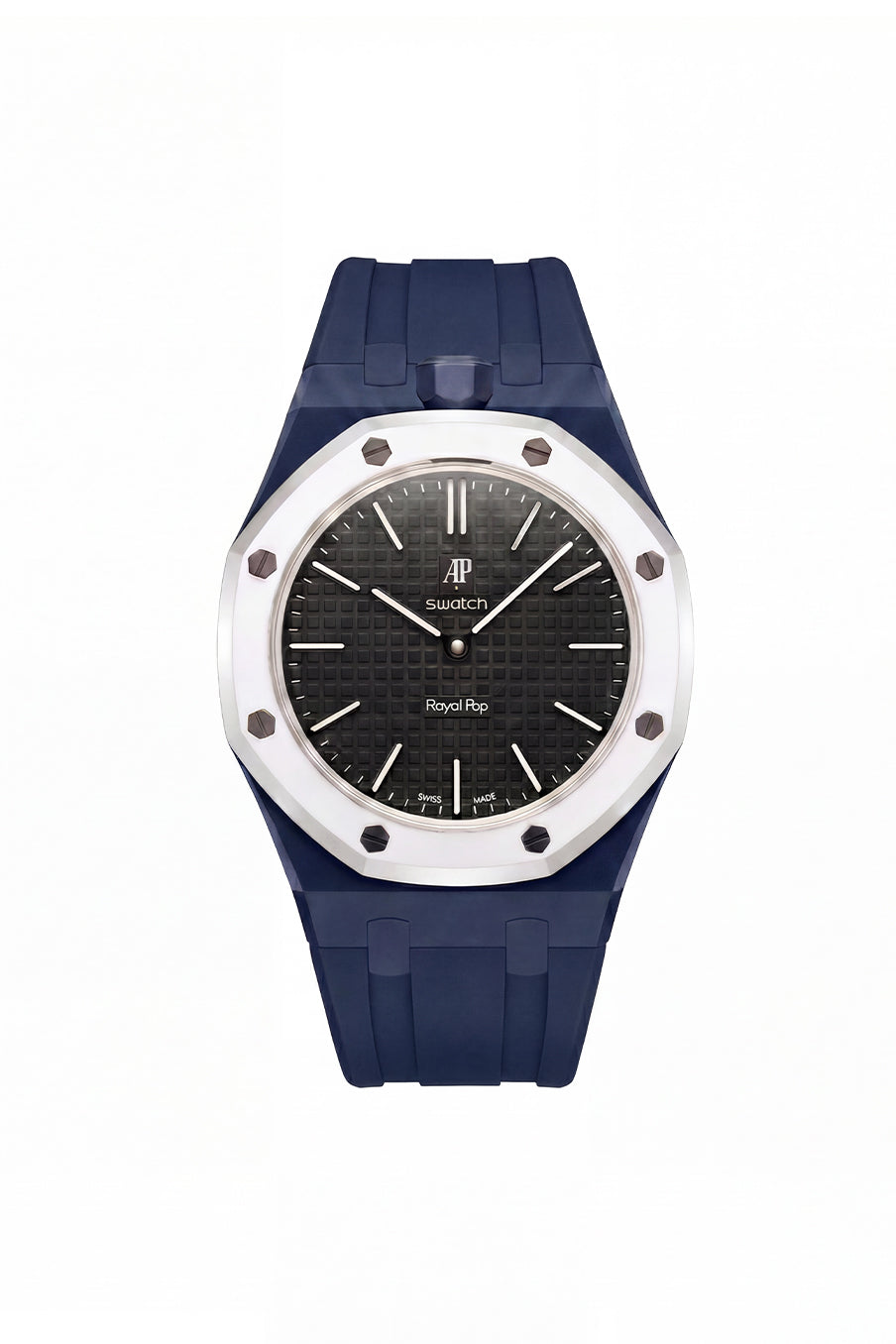Ocho Negro Royal Pop Rubber Strap & Case | AP × Swatch – MGB WATCHES