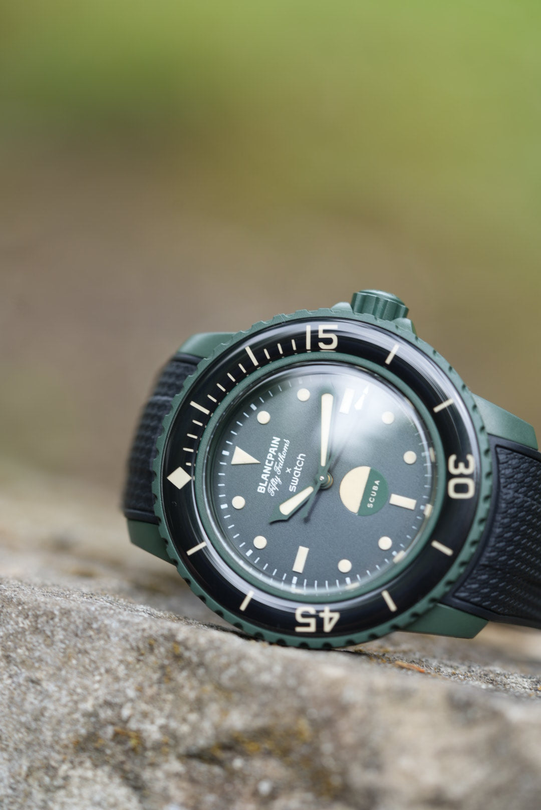 Rubber Woven Strap for Blancpain X Swatch Green Abyss