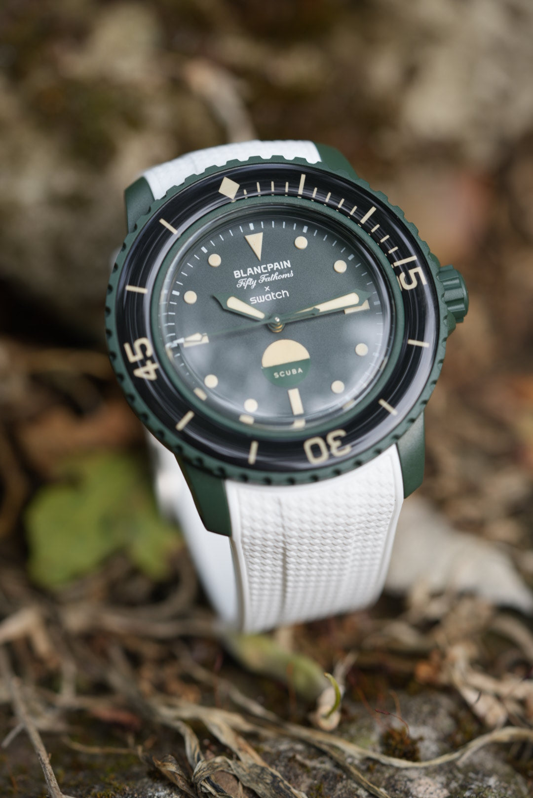 Rubber Woven Strap for Blancpain X Swatch Green Abyss