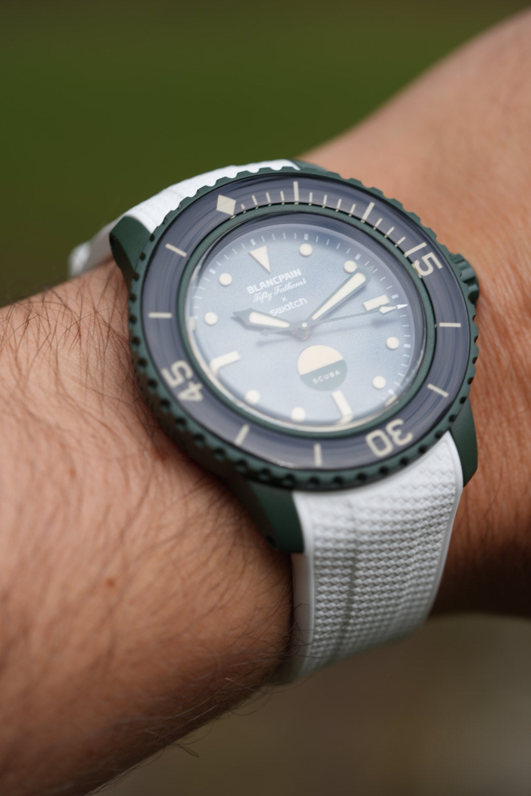 Rubber Woven Strap for Blancpain X Swatch Green Abyss