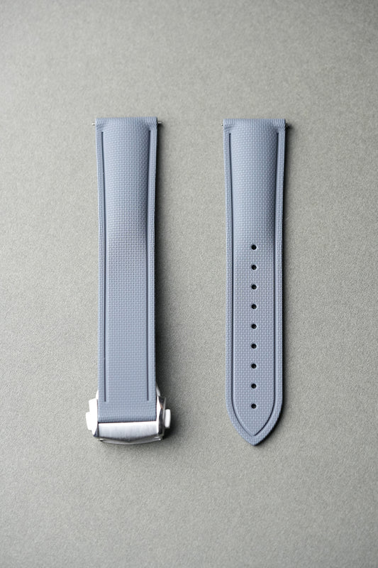 Sailcloth Effect FKM Rubber Strap with Deployant Clasp for Swatch x Omega MoonSwatch - Mission to Earthphase- Grey [20mm]
