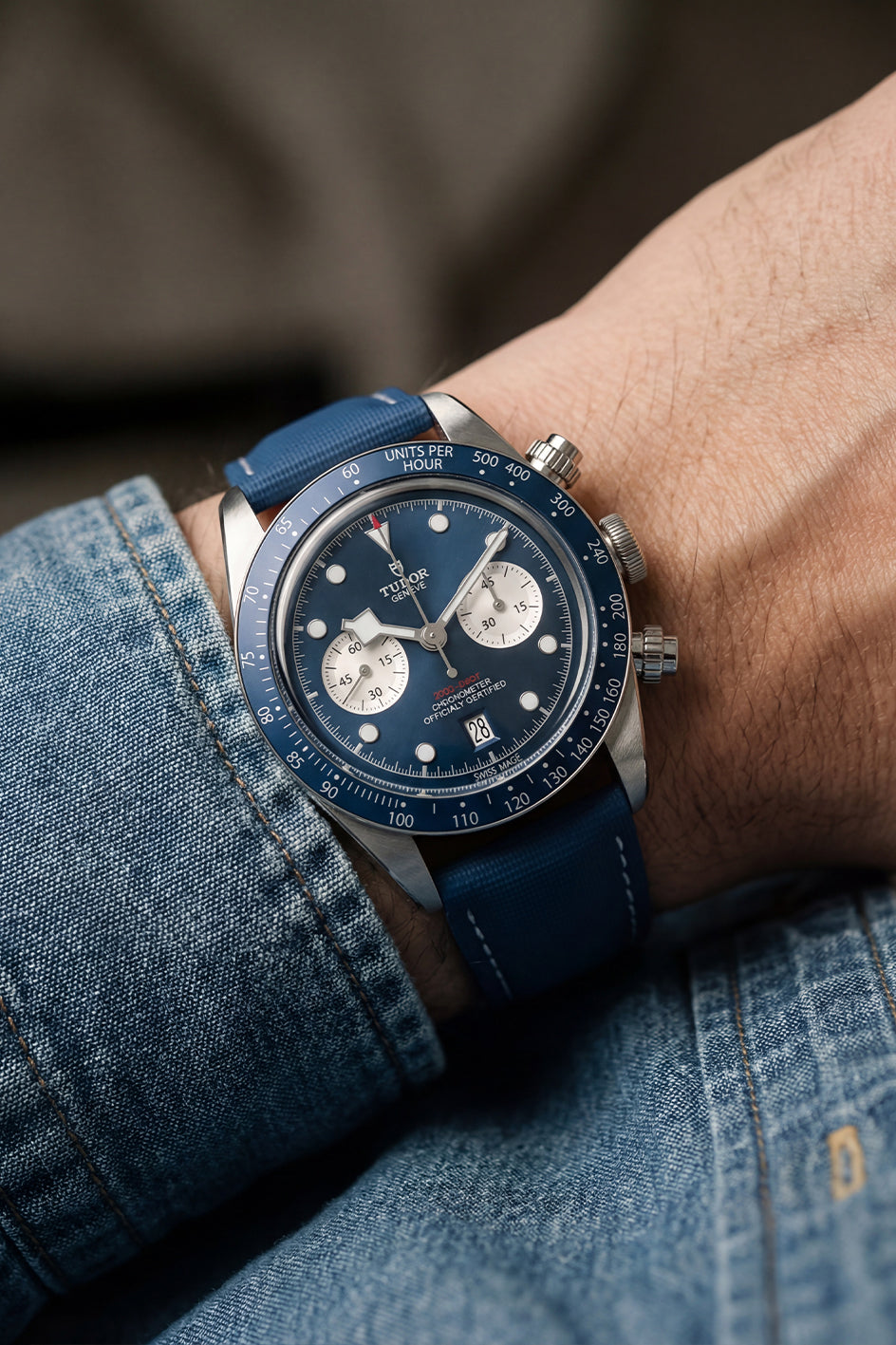 Tudor Black Bay Chrono Rubber Sailcloth-Effect Deployant Strap