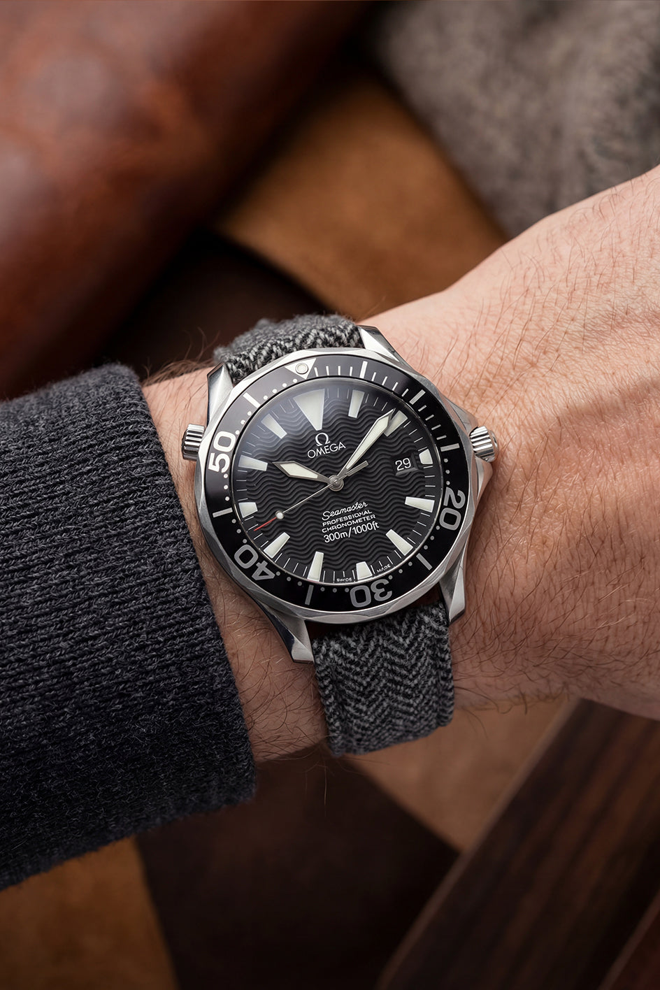 Omega Seamaster - Grey Herringbone Fabric Strap and Watch Band Replacement