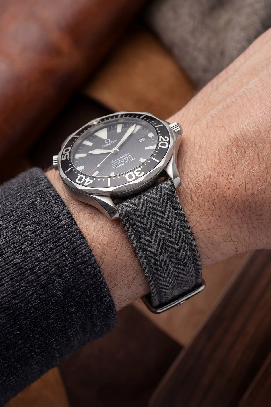 Omega Seamaster - Grey Herringbone Fabric Strap and Watch Band Replacement