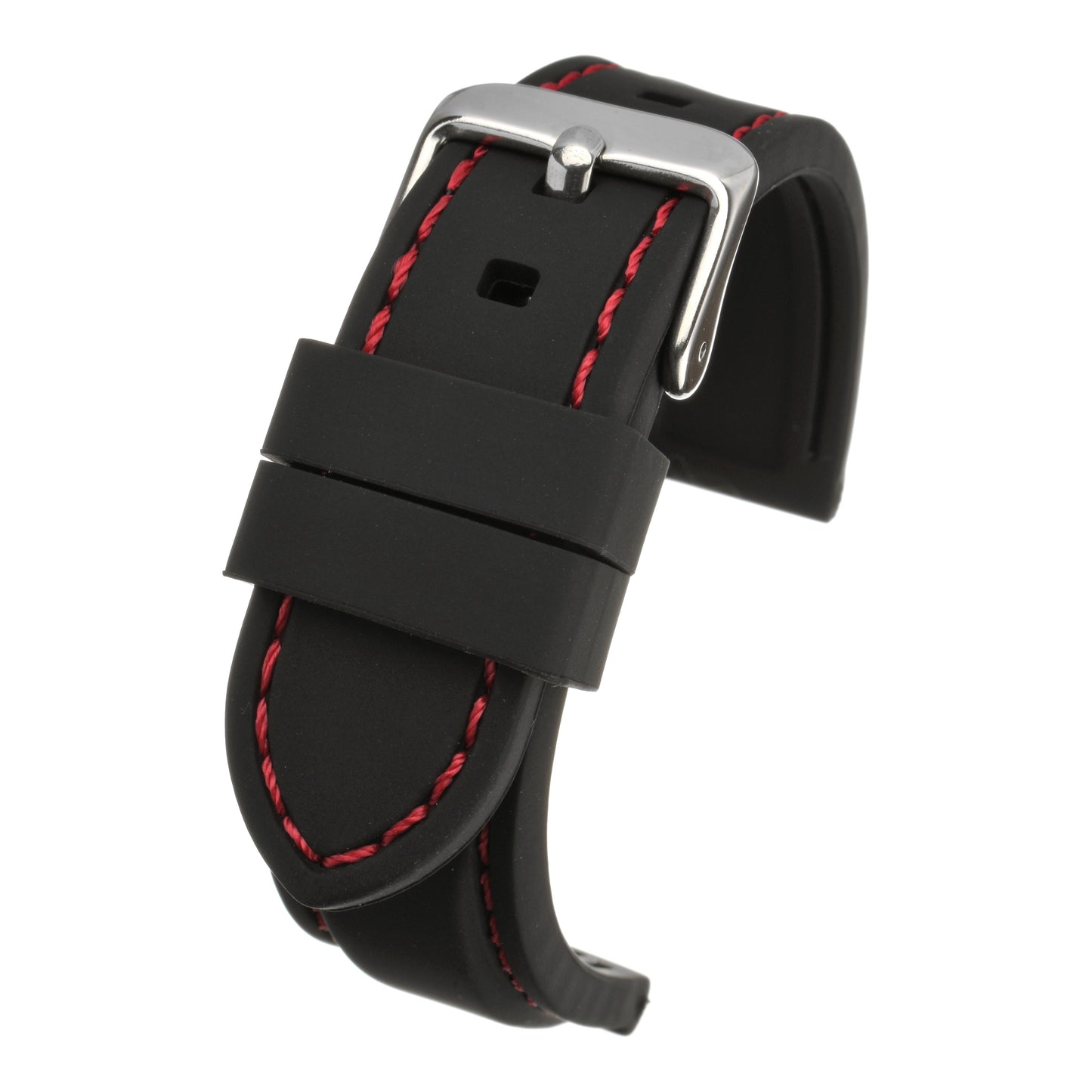 Silicone Stitched Leather Watch Strap