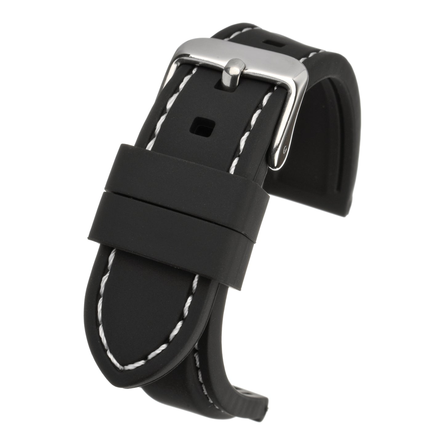 Silicone Stitched Leather Watch Strap