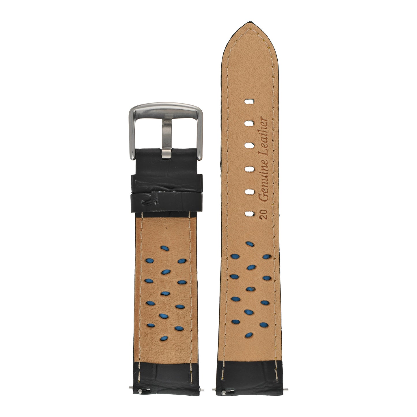 Sports Alligator Grain Leather Watch Strap