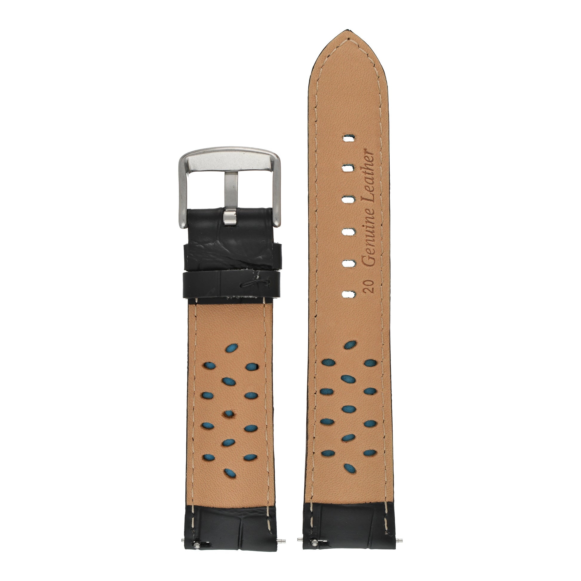 Sports Alligator Grain Leather Watch Strap