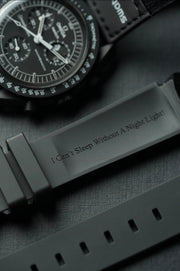 Rubber Curved Strap for Omega x Swatch MoonSwatch – Mission to the MoonPhase – Engraved Black
