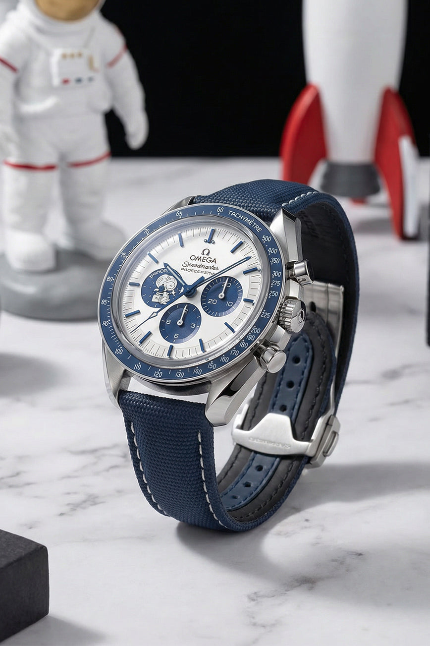 Omega Speedmaster Silver Snoopy Award 50th Anniversary Strap Replacement