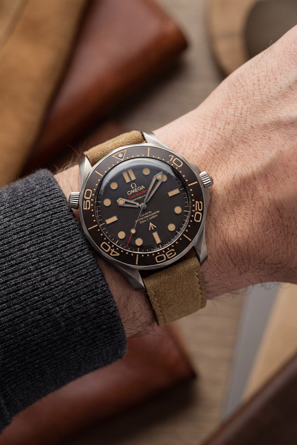 Omega Seamaster Diver 300M Suede Leather Strap and Watch Band Replacement